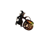 (A) 3D Witch Cauldron Garden Light, Halloween Decorations Outdoor Waterproof Solar Powered Patio Statue, Resin Craft Gift