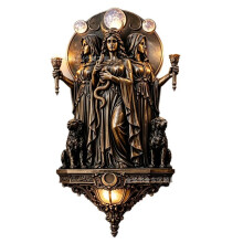 (Hera wall lamp) Hecate Wall Lamp Resin Triple Goddess Sculpture Sconce LED Light for Bedroom Living Room TV Background Decor Warm Plug-in