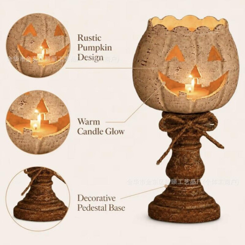 (3Ser) Halloween Pumpkin LED Candle Light Flickering Flame Aromatherapy Decor Lamp Orange for Indoor Table 1