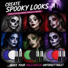 (purple) Halloween Body Paint Set with Paint Sticks, Highly Pigmented Stage Cosplay Face & Body Makeup, Waterproof & Easy Blend