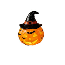 (Type b desk lamp) Halloween Glowing Ghost Bat Pumpkin Table Lamp, Resin Craft Creative Home Decor Ornament, Festive Night Light
