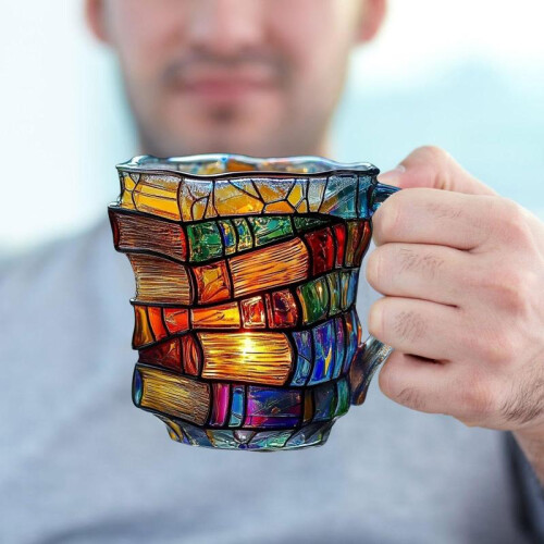 (Book i) 3D Painted Book Mug Novelty Book Coffee Mug Creative Gift Ceramic Cup 400ml 2