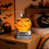 (D type table lamp) Halloween Decor LED Light Up Ghost Bat Pumpkin Lamp Resin Craft Creative Home Table Decor 4