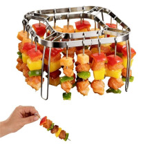 Air Fryer Skewer Rack, Air Fryer Grill Accessories Kit with 28 Skewers, Stainless Steel Hanging Oven Skewers Rack