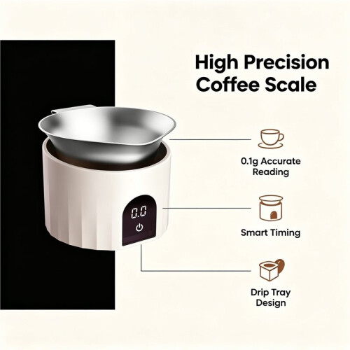 Digital Coffee Scale with Precise Measurement for Espresso Machines - Electronic Bean Measuring Scale with Display Tray 2