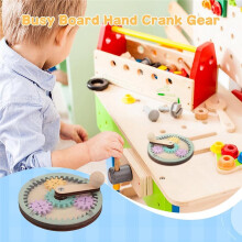 Busy Board Hand Crank Gear Montessori DIY Wooden Activity Center for Kids Toddler Learning