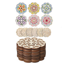 12 Pcs Unfinished Wood Coasters Crafts DIY Coloring Set Gifts From Kids for Mom Table Décor