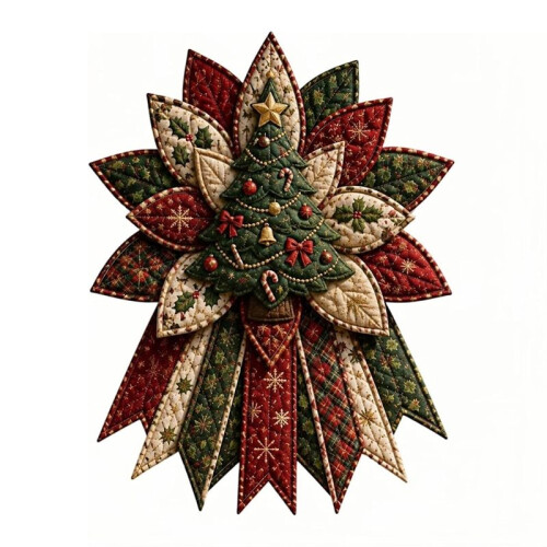 Festive Quilted Christmas Door Hanging DIY Sewing Kit for Beginners, Large Patchwork Fabric  Set