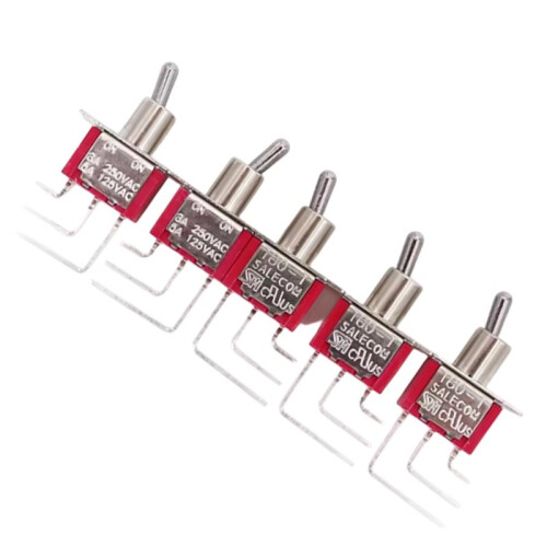 5Pcs for Salecom T80-T 3Pin SPDT Right Angled PCB Mount  Toggle  5A/125VAC 1