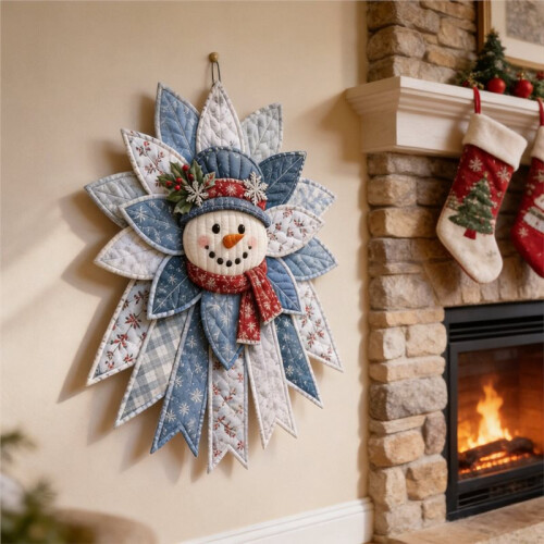 Festive Quilted Christmas Door Hanging DIY Sewing Material Kit for Beginners, Large Patchwork Fabric  Set 2