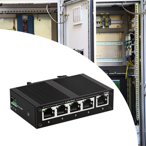 Industrial Ethernet  100Mbps High Performance 5 Port Compact Ethernet Splitter Unmanaged Network  Hub 1