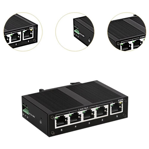 Industrial Ethernet  100Mbps High Performance 5 Port Compact Ethernet Splitter Unmanaged Network  Hub 2
