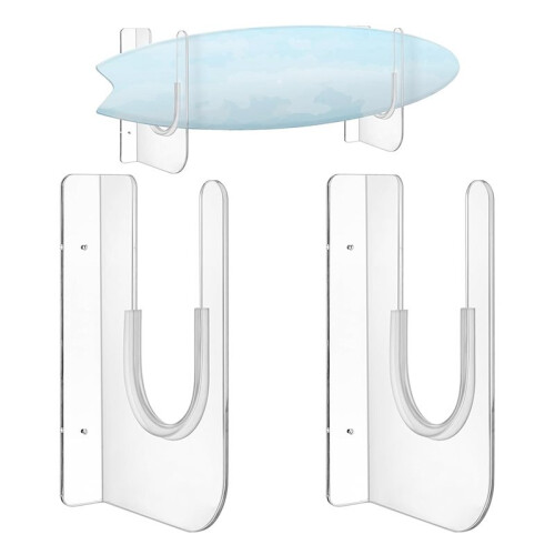 2pcs Surfboard Wall Mount Rack Clear Acrylic Wall Surfboard Display Horizontal Storage Holder Longboard Storage Rack 1