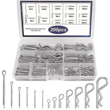 200Pcs 304 Stainless Steel Cotter Pins Assortment Kit - Hitch Pin Clips for Locking Systems Ideal for Farm Tools