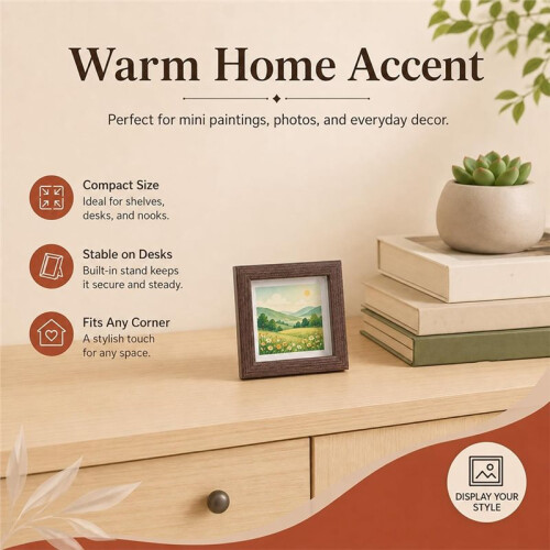 8PCS Small Shadow Box Frame 4'' Solid Wood Display Cases, Walnut  Display Frames for Keepsakes 2