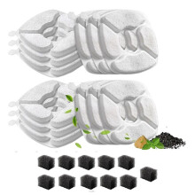 Cat Water Fountain Replacement Filters 12 Pack with 12 Sponges, Enhanced Fit for 50oz 84oz 95oz 108oz Pet Fountains