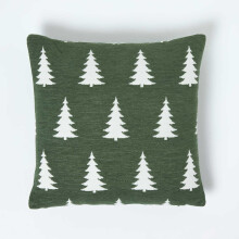 Festive Alpine Tree Cushion Moss Green Woven