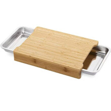 Tabla de Cortar de Madera con Bandejas Extraíbles, Bloque de Carnicero Sólido con Cajones Multifuncionales