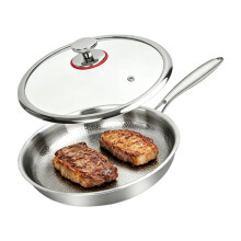 Upgraded Titanium Hammered Frying Pan with Lid Titanium Non-Stick Frying Pan Scratch-Resistant Heats Evenly
