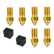 Kit de Bicos de Latão de 6 Peças para Series V3 SE/5 S1/7, Inclui Tamanhos de 0,4/0,6/0,8mm com Capas de Silicone