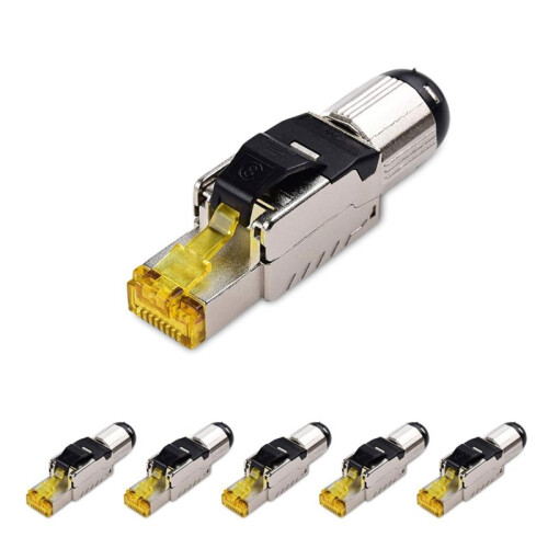 6Pack Tool Free Shielded RJ45 Cat 8, Cat8 Field Termination Plug, Cat8 Connector, Cat8 Plug 1