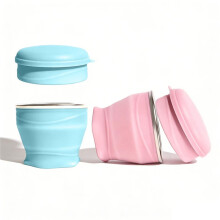 6oz Silicone Travel Cups with Lids, 2-Pack Folding Pocket Cup for Outdoor Camping Hiking Mouthwash ( & )