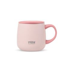 TYESO 355ml Vacuum Insulated Coffee Mug, Stainless Steel Ceramic Coated Desk Tumbler with Handle Lid for Home Office