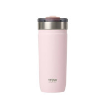 TYESO 710ML 24oz Vakuumisolierter Kaffeebecher mit Strohhalm, Edelstahl-Reisebecher, Tragbecher für Eis für Outdoor-Auto, Rosa