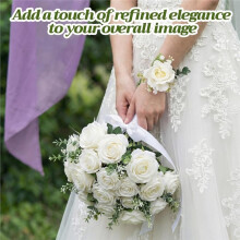 6 Stück Rosenanstecker und Boutonniere Set für Männer, Frauen, Bräute, Brautjungfern, Rosenarmbänder, Künstliche Armbänder