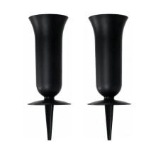 2PCS Memorial Cemetery Vases Outdoor Patio Vase  Flower Holders with Ground Spikes for Graves Patio Black