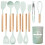 12pcs Silicone Kitchenware Set with Wooden Handles Non-Stick Cooking Tools Green 1