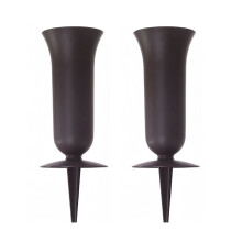 2PCS Memorial Cemetery Vases Outdoor Patio Vase  Flower Holders with Ground Spikes for Graves Patio Brown