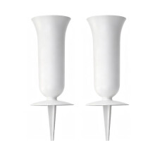 2PCS Memorial Cemetery Vases Outdoor Patio Vase  Flower Holders with Ground Spikes for Graves Patio White