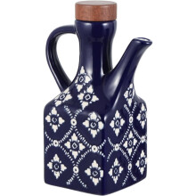 Bottiglia Dispenser per Olio D'Oliva In Ceramica da 8,5 Oz, Dispenser Decorativo per Olio D'Oliva per Cucina, Olio da Cucina, Aceto (Blu)