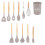 12pcs Silicone Kitchenware Set with Wooden Handles Non-Stick Cooking Tools Khaki 1