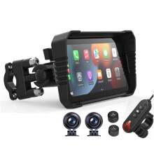 6.25" Motorcycle Navigation DVR CarPlay Screen with Dual Cameras Drive Recorder, Waterproof Moto Monitor for Motorbike