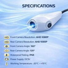 Car Blind Spot Side View Camera Dual Lens AHD 1080P Front Rear Easy Waterproof Night Vision Reversing Parking Assist R
