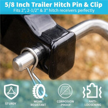 2 Pcs Trailer Hitch Pin and Clip 5/8-Inch Diameter Heavy Duty Trailer Hitch for 2" Diameter Receiver Hitch  Mount