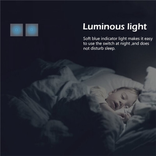 EU/UK Standard 1 Gang 1 Way Touch  Crystal Glass Panel Touch  Light Wall Only Touch Function Black 2