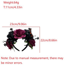 Halloween Rose Headband Red Flower Crown Gothic Horror Headwear for Party Costume Cosplay Headwear Halloween Headband