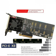 PCIe 3.0 X8 Naar M.2 NVMe SSD Uitbreidingskaart Quad 4-Bay met Koelventilator PLX8747 Chip, Hoofdbord Split-Vrij