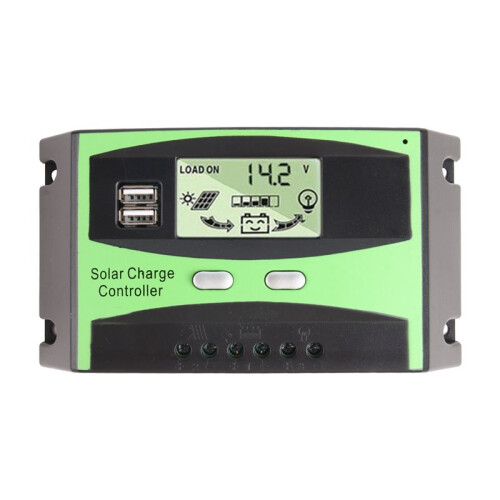 40A MPPT Solar Charge Controller 12V/24V Auto Solar Panel Charger Regulator with LCD Display Dual USB Port Load Output