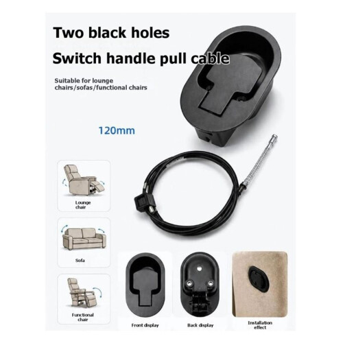 2 Sets Recliner Replacement Parts - Recliner Handle, Release Pull Cable Fits Most Recliner Sofas 1
