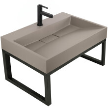 Lavabo In Conglomerato Rea Goya Taupe 70cm + Supporto