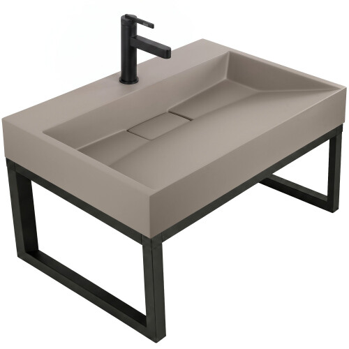 Νιπτήρας Από Κογχυλιάτη Rea Goya 70cm Taupe + Πλαίσιο