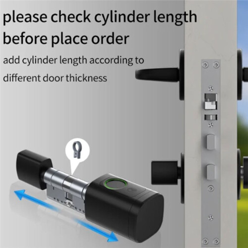Tuya  Fingerprint Cylinder Electronic  Door Lock Digital Code Key Card Remote Control Adjustable 60-90mm 2