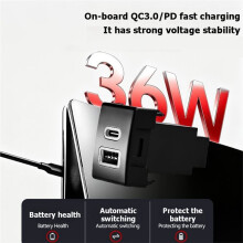 Adaptador de Enchufe de Cargador con Puerto USB QC3.0 de Carga Rápida para Coche + PD TYPE-C para Jimny X5 Tianyu SX4 Swift Vitara B