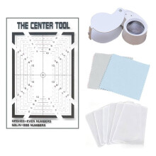 Card Grading Center Tool for Trading Cards, Measuring Kit with 40X LED Magnifier,Sleeves&Cleaning Cloth for Self Testing