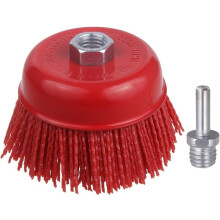4" Nylon Cup Brush for Angle Grinder, 5/8" 11 Thread, 1/4" Drill Arbor Abrasive Filament Nylon Bristle Cup Brush