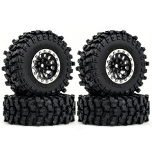1.3 Inch RC Beadlock Wheel & Tire Set RC Crawler Upgrade Parts for 1/18 MJX H18P for  Bronco Off-Road Truck Black